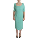 Dolce & Gabbana Mint Green Sheath Square Neckline Midi Dress Dolce & Gabbana Dark Sea Green
