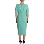 Dolce & Gabbana Mint Green Sheath Square Neckline Midi Dress Dolce & Gabbana Cadet Blue