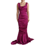Dolce & Gabbana Sheath Mermaid Fuchsia Silk Stretch Gown Dress Dolce & Gabbana Brown