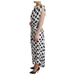 Dolce & Gabbana White Polka Dots Crystal One Shoulder Dress DR2798-40