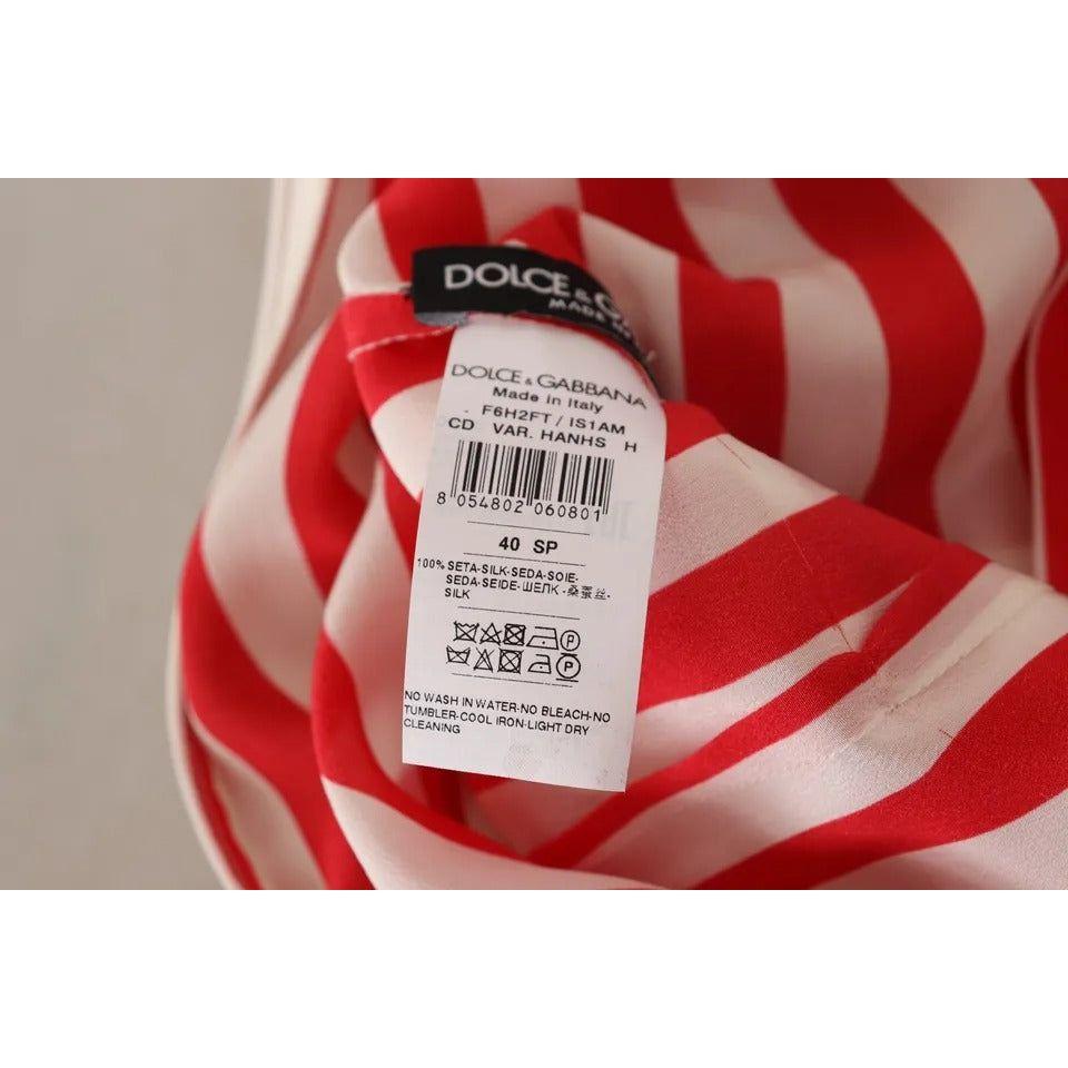 Dolce & Gabbana White Red Silk A-Line Shift Gown Maxi Dress DR28622-40