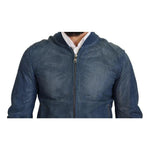 Dolce & Gabbana Blue Leather Perforated Full Zip Jacket JKT3359-46