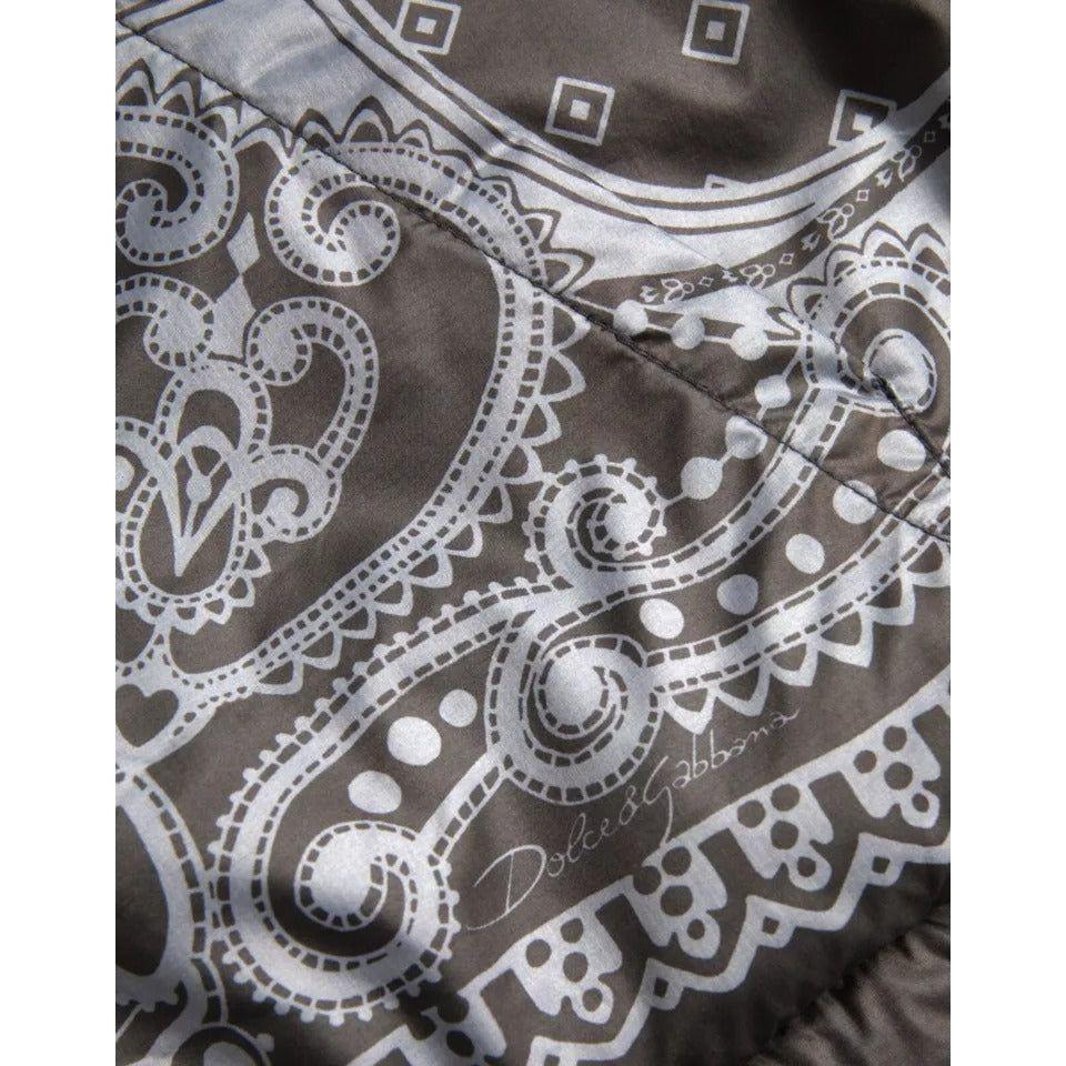 Dolce & Gabbana Gray Bandana Hooded Full Zip Bomber Jacket JKT3863-50