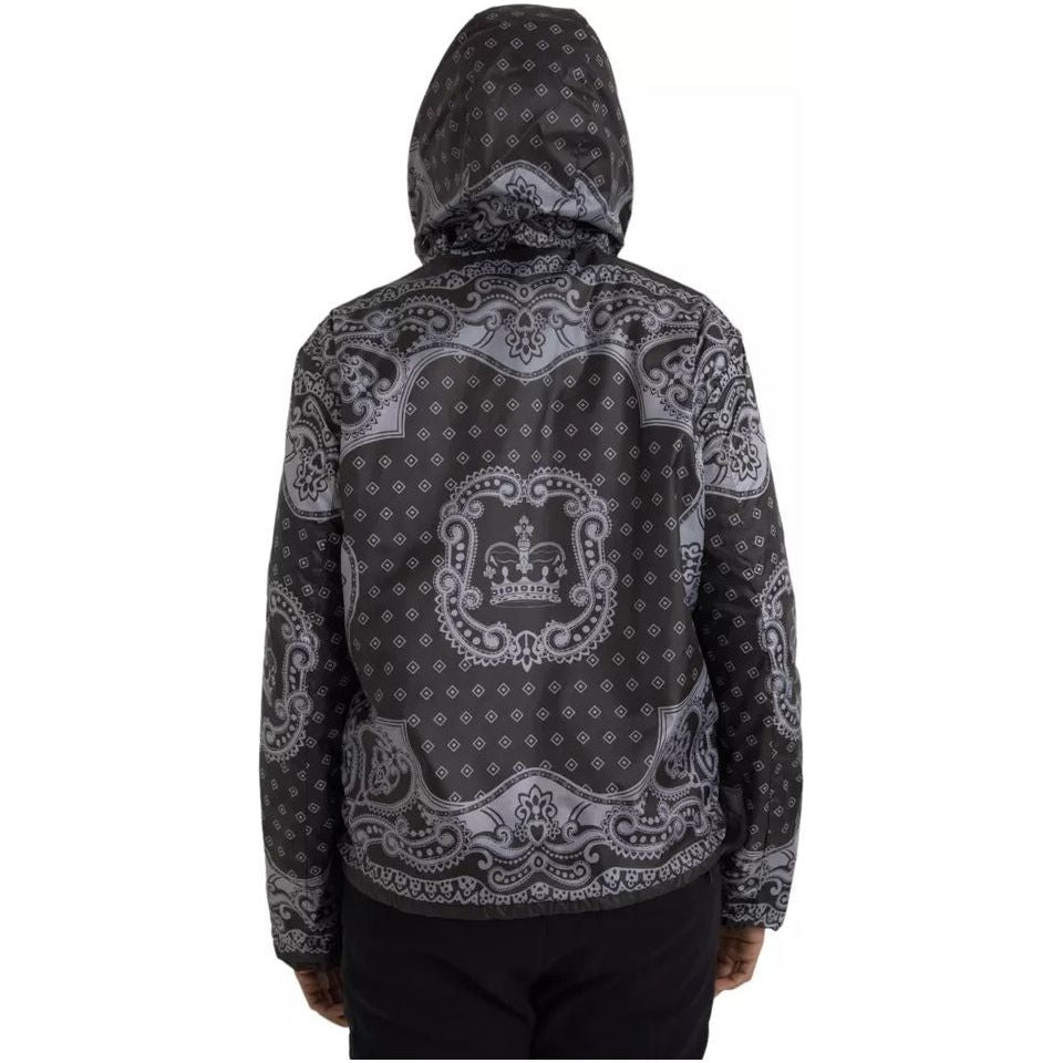 Dolce & Gabbana Gray Bandana Hooded Full Zip Bomber Jacket JKT3863-50