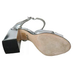 Dolce & Gabbana Silver Crystals T-strap Sandals Leather Shoes LA8001-36
