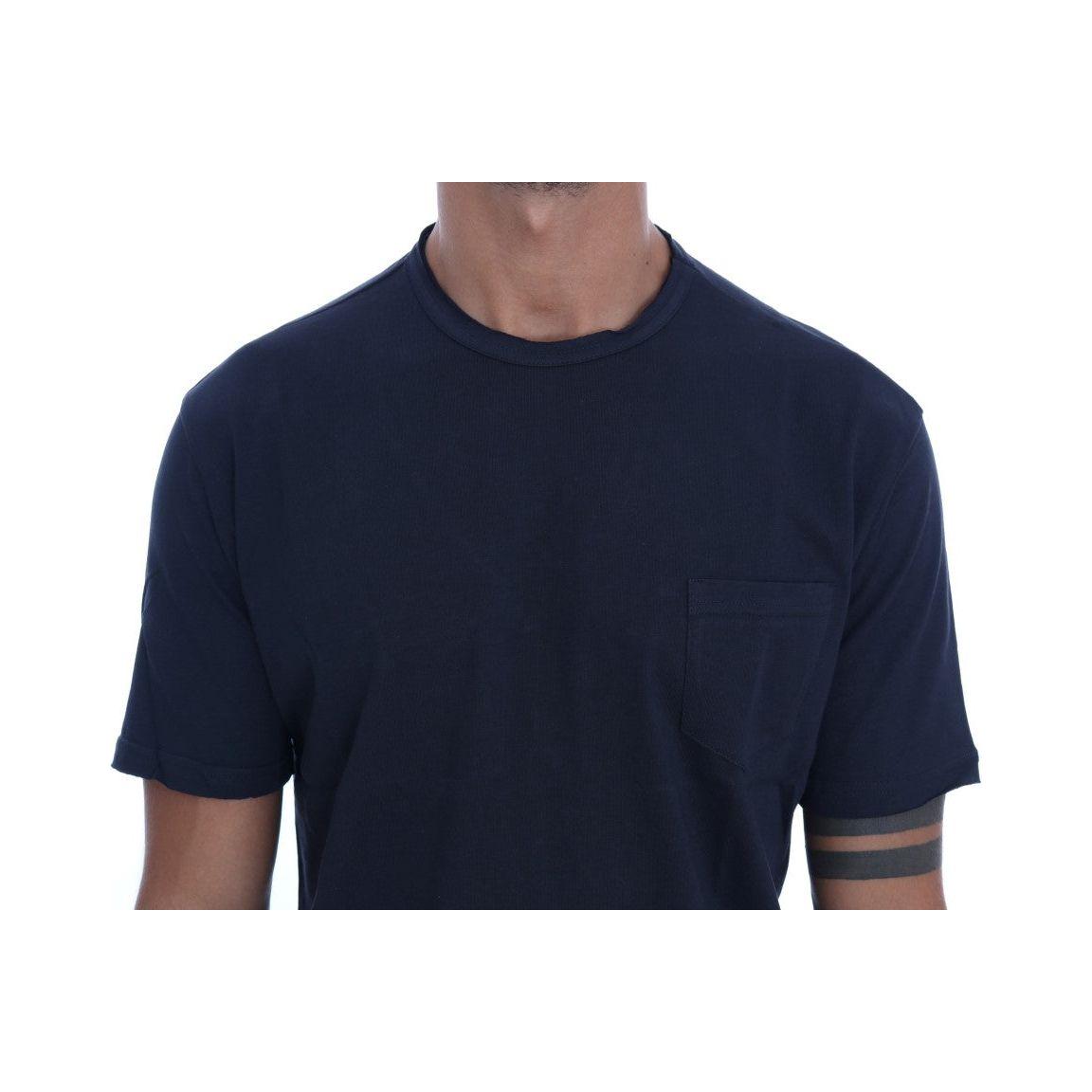 Daniele Alessandrini Blue Cotton Crewneck T-Shirt TSH1323-3