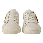 Dolce & Gabbana White Leather Gold Red Heart Sneakers Shoes LA9896#1-35