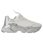 Dolce & Gabbana White Silver Leather Daymaster Women Sneakers Shoes LA10056-39.5