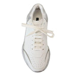 Dolce & Gabbana White Silver Leather Daymaster Women Sneakers Shoes LA10056-39.5
