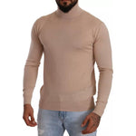 Dolce & Gabbana Beige Cashmere Turtleneck Pullover Sweater Dolce & Gabbana Rosy Brown
