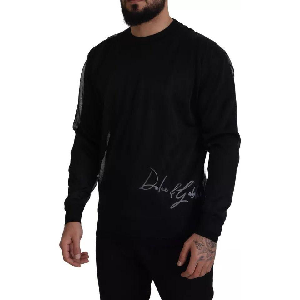 Dolce & Gabbana Black Polyester Logo Men Pullover Sweater TSH8096-48
