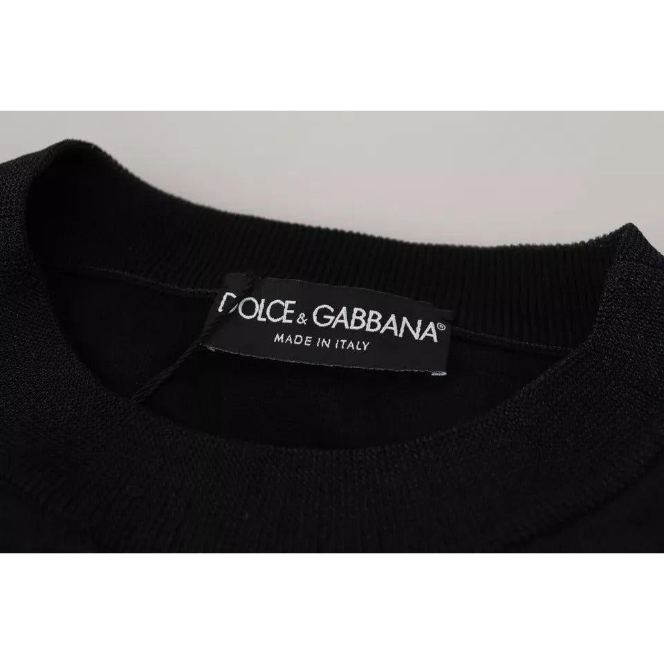 Dolce & Gabbana Black Polyester Logo Men Pullover Sweater TSH8096-48
