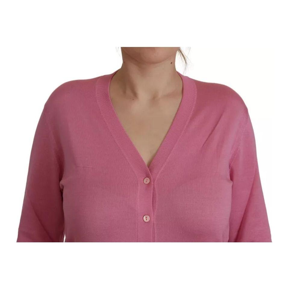 Dolce & Gabbana Pink 100% Silk Button Down Cardigan Sweater TSH8027-42