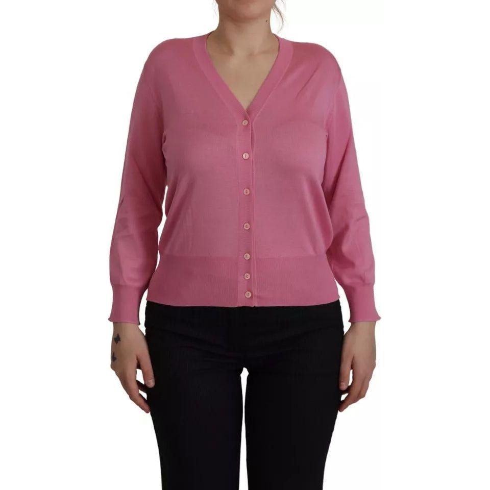 Dolce & Gabbana Pink 100% Silk Button Down Cardigan Sweater TSH8027-42