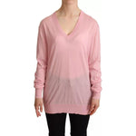 Dolce & Gabbana Pink V-neck Women Pullover Cashmere Sweater TSH6696-40