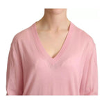 Dolce & Gabbana Pink V-neck Women Pullover Cashmere Sweater TSH6696-40