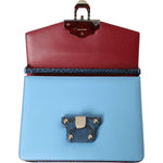 Dolce & Gabbana Blue Beige Exotic Leather LUCIA Crossbody Purse Bag BAG1258