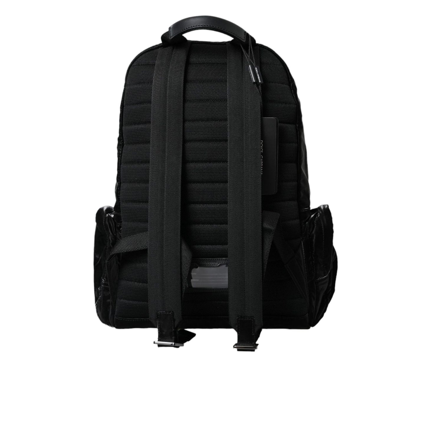 Dolce & Gabbana Black Patent Leather Logo Plaque Backpack Bag