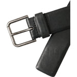 Dolce & Gabbana Black Calf Leather Silver Metal Buckle Belt BEL9222-90