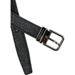 Dolce & Gabbana Black Glittered Leather Silver Buckle Belt WMB405-90
