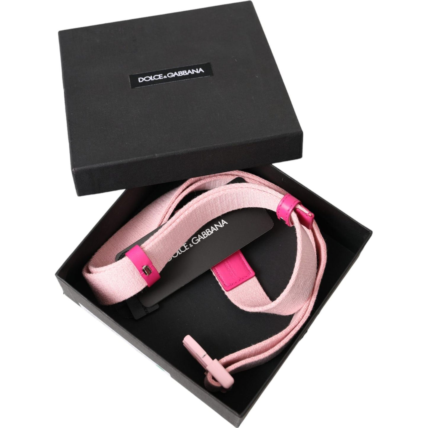 Dolce & Gabbana Pink Canvas Stretch Plastic Buckle Women Belt BEL9179-120