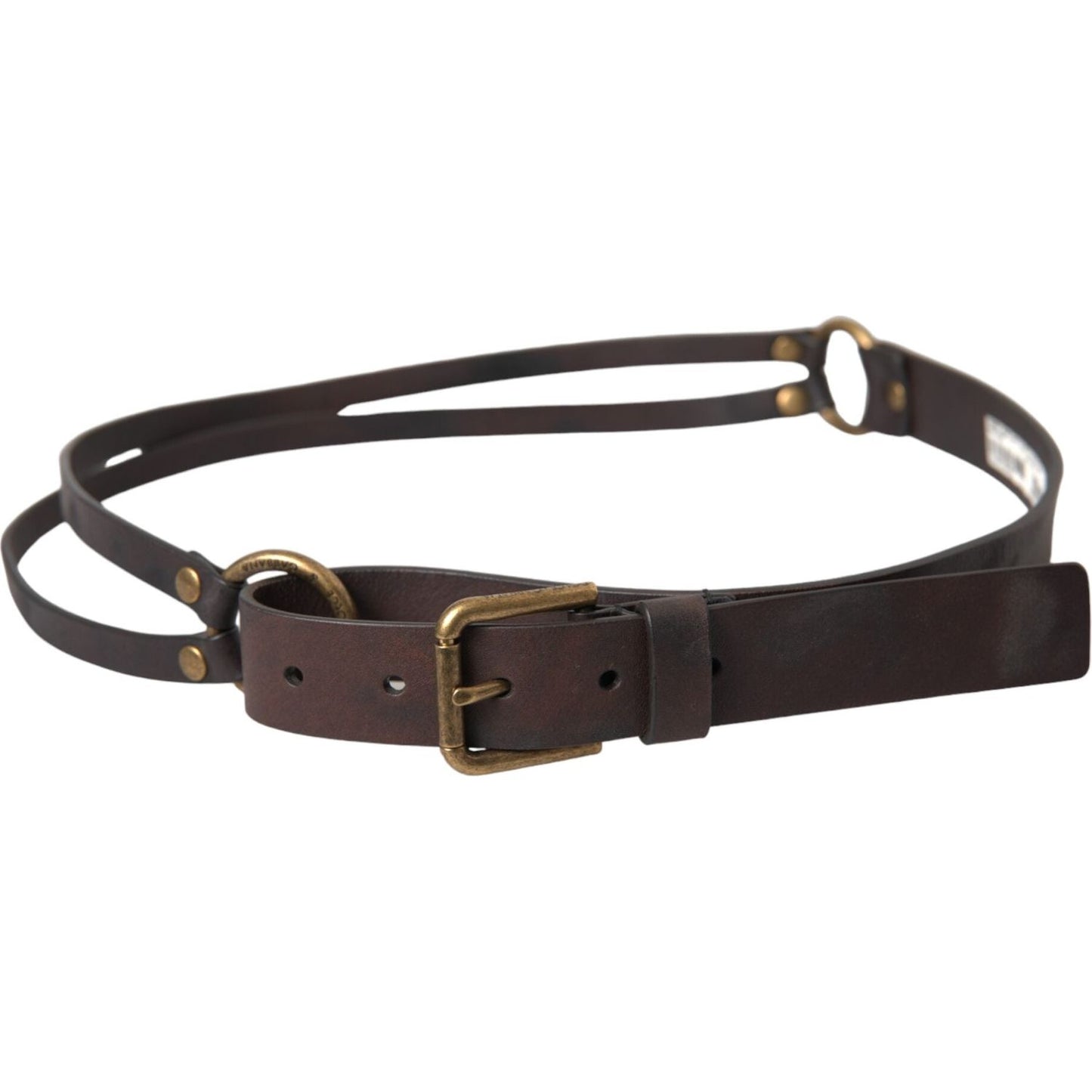 Dolce & Gabbana Dark Brown Leather Gold Metal Buckle Women Belt BEL9189-85
