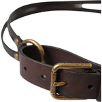 Dolce & Gabbana Dark Brown Leather Gold Metal Buckle Women Belt BEL9189-85