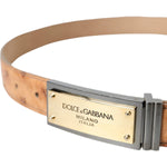 Dolce & Gabbana Beige Leather Gold Logo Engraved Buckle Belt BEL9204-90