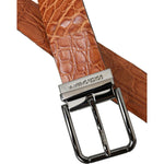 Dolce & Gabbana Brown Exotic Leather Silver Metal Buckle Belt BEL9209-90