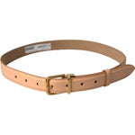 Dolce & Gabbana Beige Calfskin Leather Gold Metal Buckle Belt WMB402-75