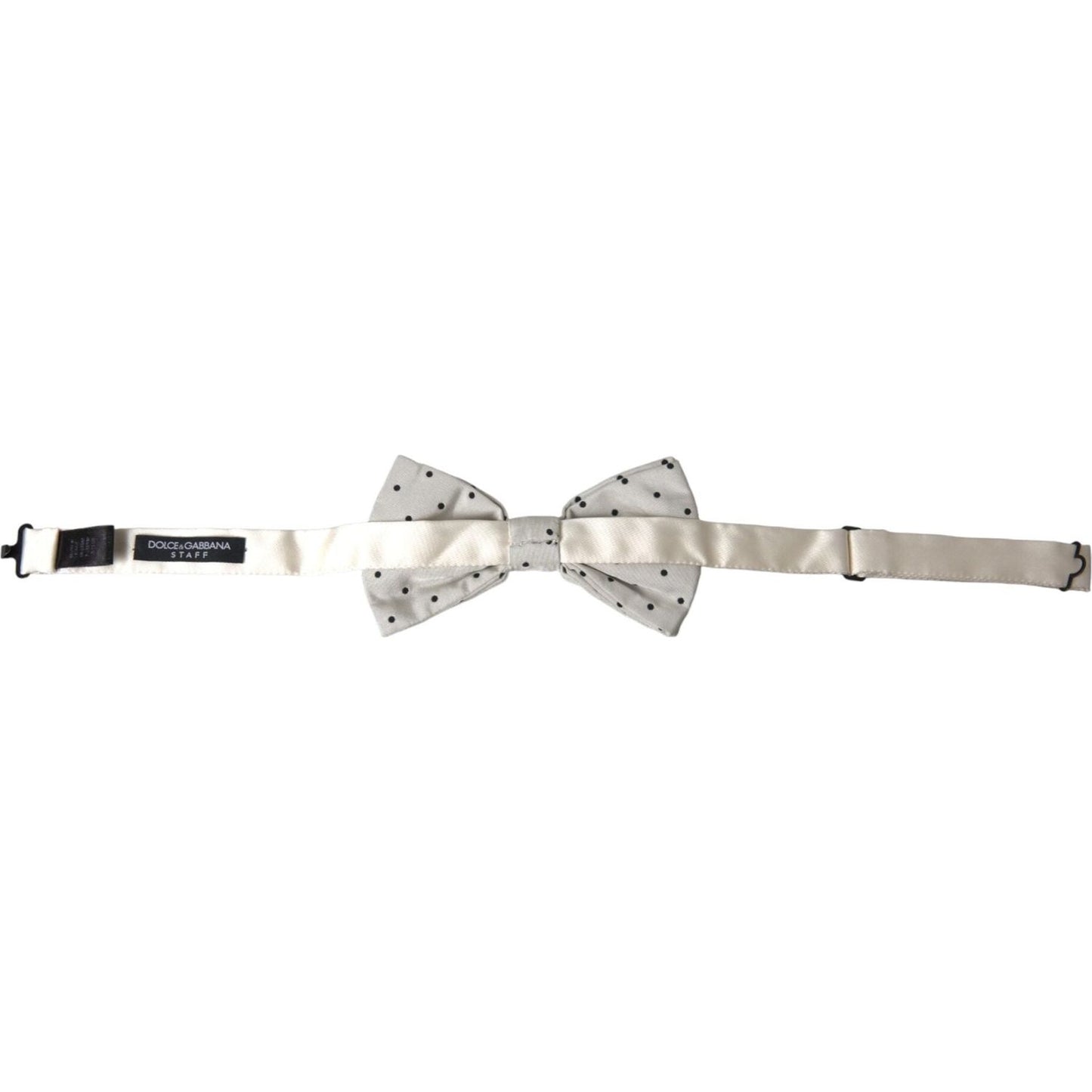 Dolce & Gabbana White Black Polka Dot Polyester Bow Tie Men