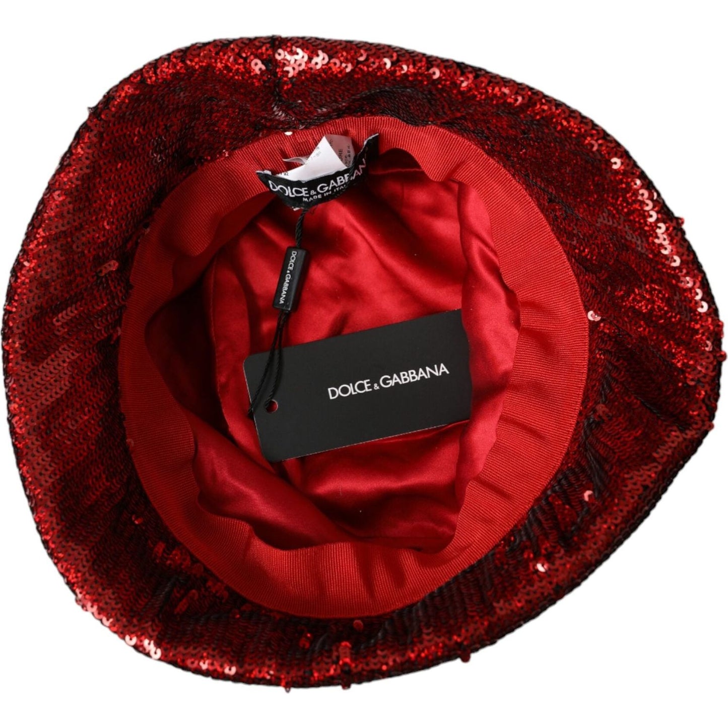 Dolce & Gabbana Red Sequined Nylon Bucket Hat Men HAT9531-60