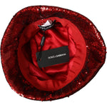 Dolce & Gabbana Red Sequined Nylon Bucket Hat Men HAT9531-60