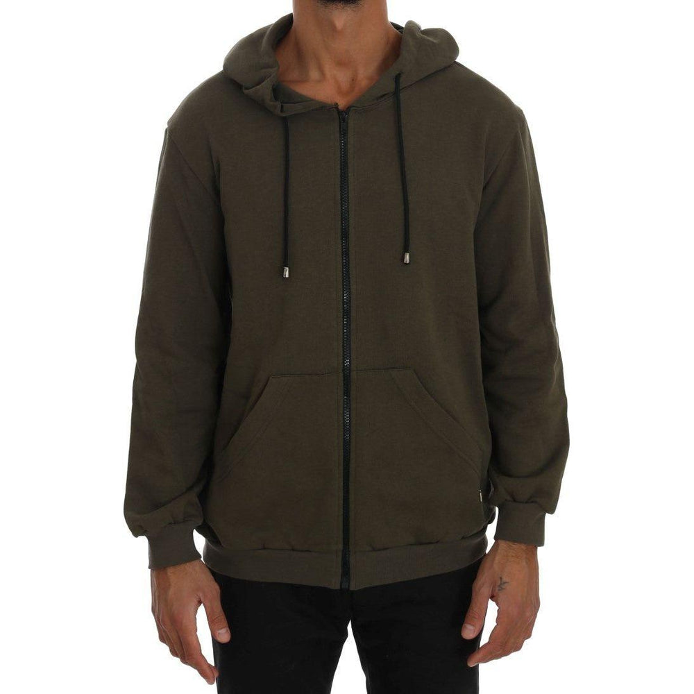 Daniele Alessandrini Green Full Zipper Hodded Cotton Sweater TSH1345-4
