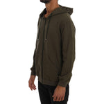 Daniele Alessandrini Green Full Zipper Hodded Cotton Sweater TSH1345-4