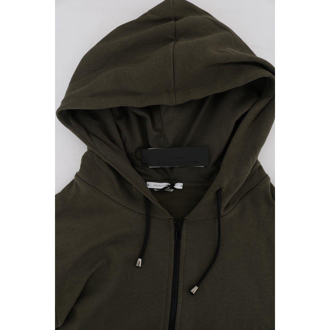 Daniele Alessandrini Green Full Zipper Hodded Cotton Sweater TSH1345-4