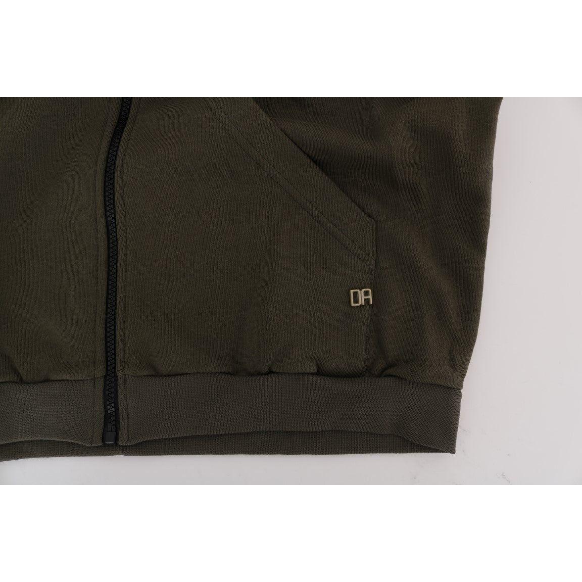 Daniele Alessandrini Green Full Zipper Hodded Cotton Sweater TSH1345-4