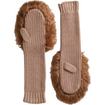 Dolce & Gabbana Brown Cashmere Knitted Fur Mid Arm Mitten Gloves LB30128