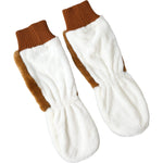 Dolce & Gabbana Brown White Acrylic Knitted Fur Mitten Gloves LB30147