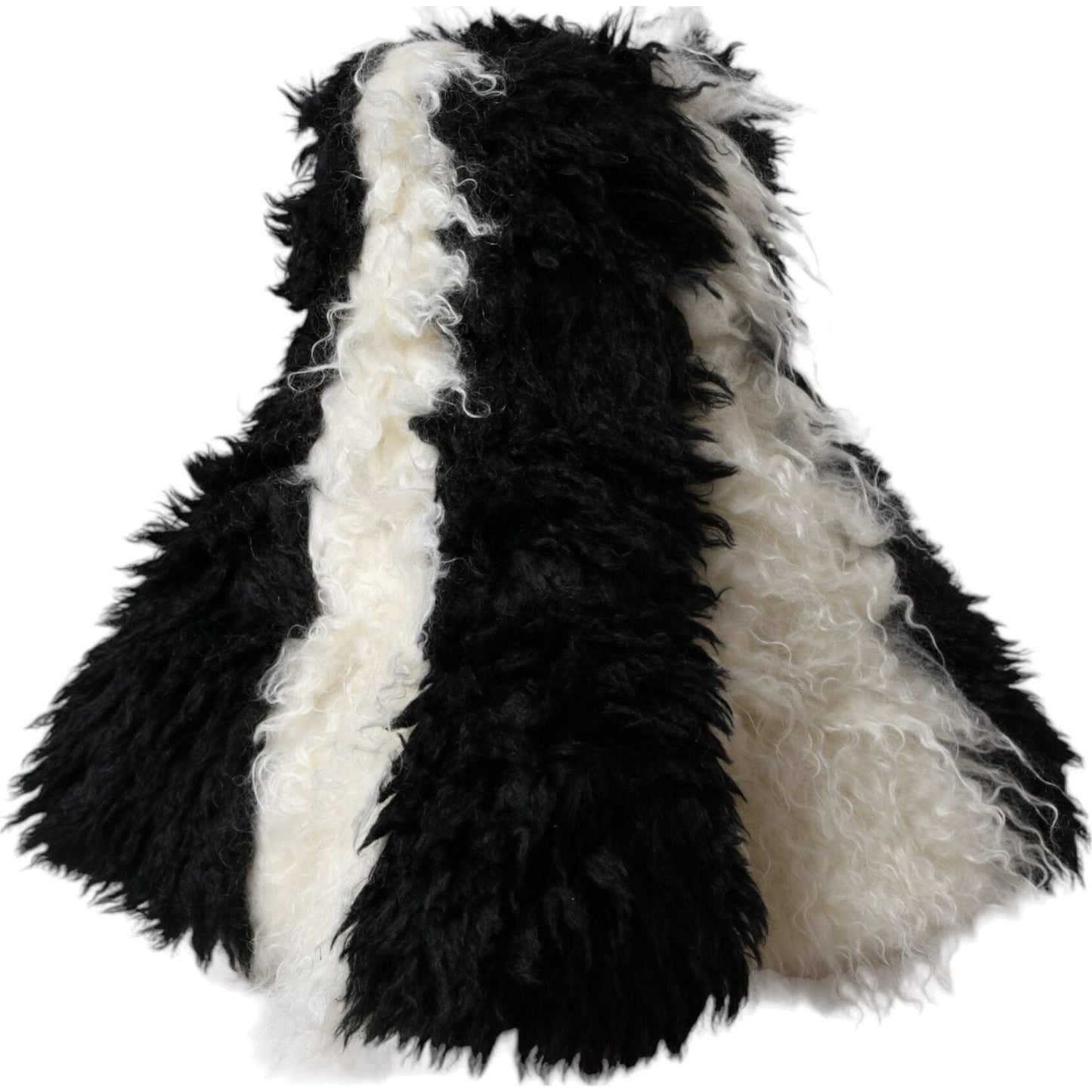 Dolce & Gabbana Black White Stripes Mohair Fur Bucket Hat HAT9559-57