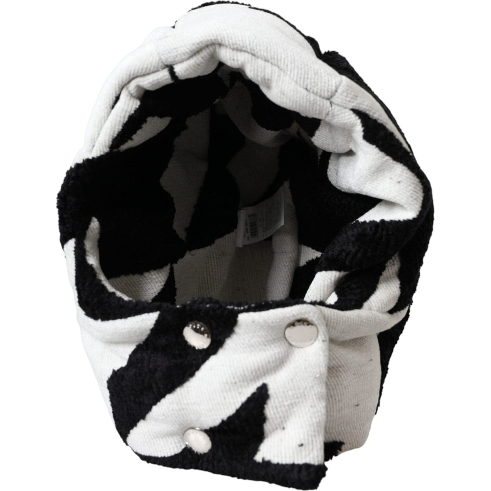 Dolce & Gabbana Black White Wool Whole Head Wrap Hat HAT9560-57