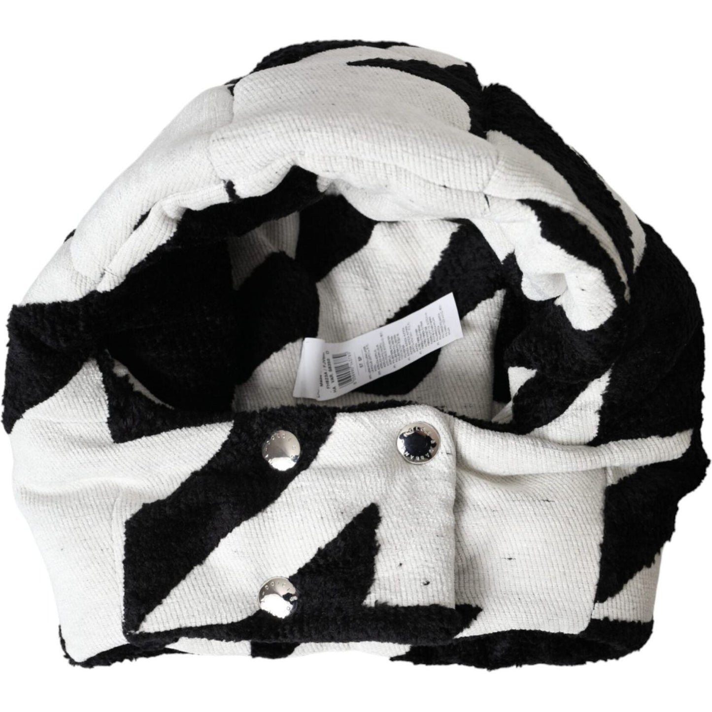Dolce & Gabbana Black White Wool Whole Head Wrap Hat HAT9560-57