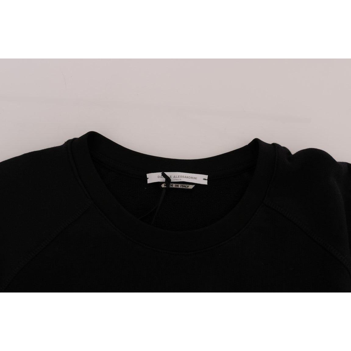 Daniele Alessandrini Black Crewneck Cotton Pullover Sweater TSH1352-3