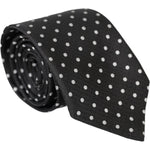 Dolce & Gabbana Black White Polka Dots 100% Silk Necktie Face Mask KRA3255