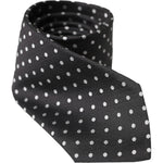 Dolce & Gabbana Black White Polka Dots 100% Silk Necktie Face Mask KRA3255
