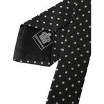 Dolce & Gabbana Black White Polka Dots 100% Silk Necktie Face Mask KRA3255