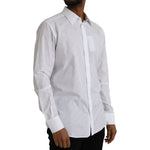 Dolce & Gabbana White Polka Dotted Cotton Dress GOLD Shirt TSH86309-42