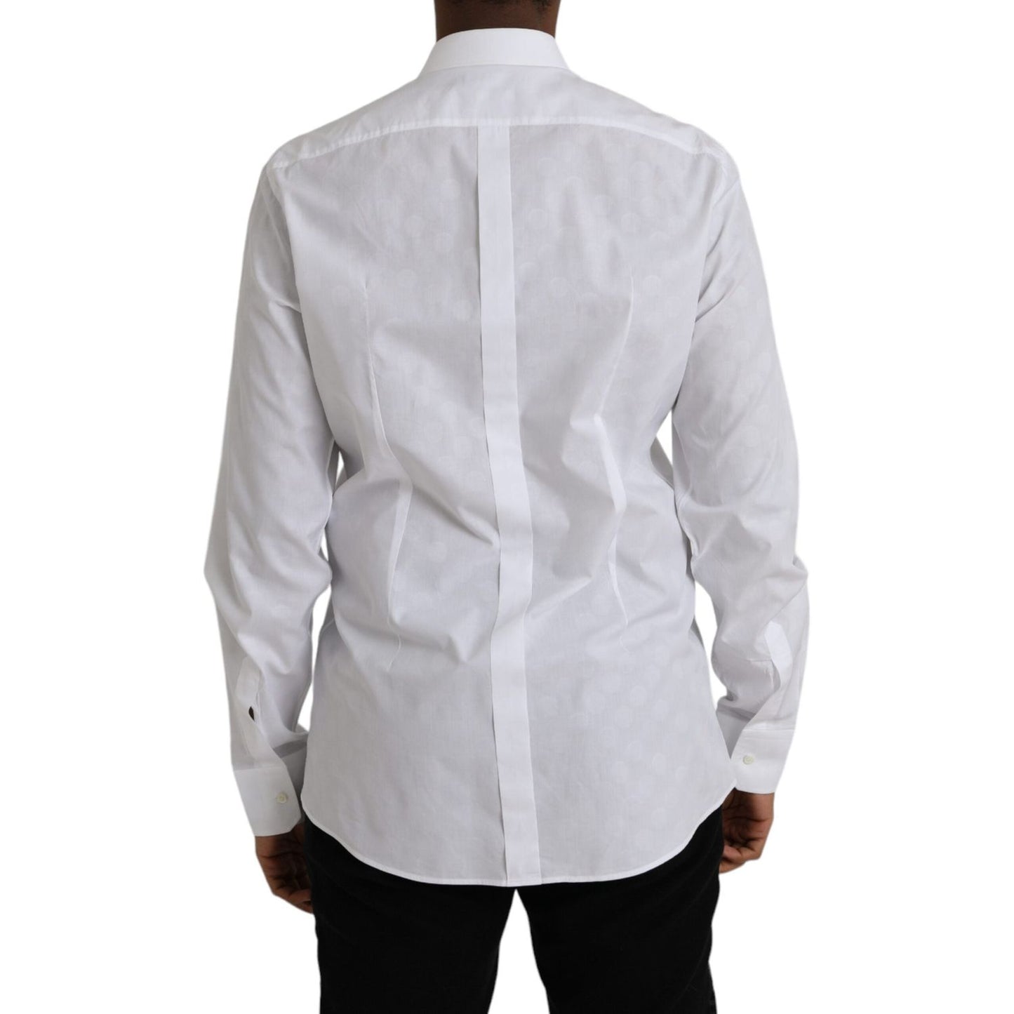 Dolce & Gabbana White Polka Dotted Cotton Dress GOLD Shirt TSH86309-42