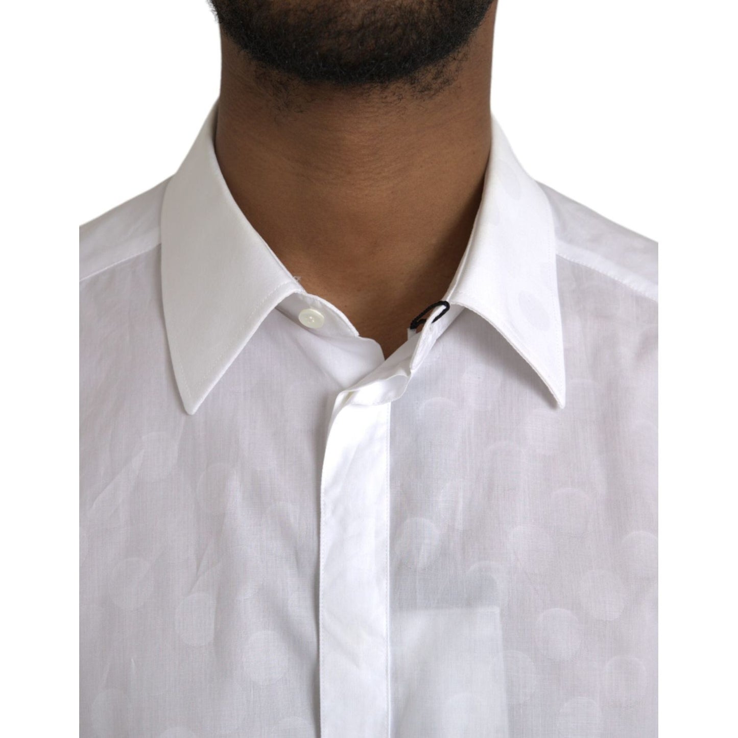 Dolce & Gabbana White Polka Dotted Cotton Dress GOLD Shirt TSH86309-42
