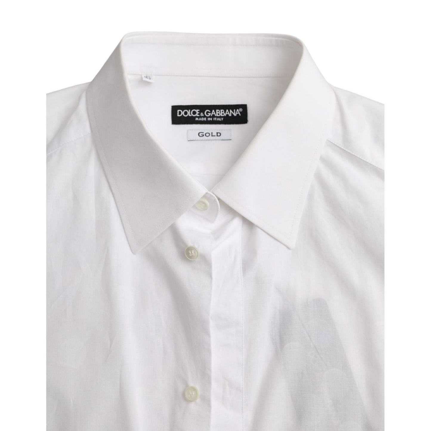 Dolce & Gabbana White Polka Dotted Cotton Dress GOLD Shirt TSH86309-42